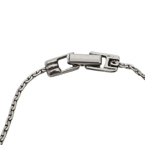 GOLDETTE VINTAGE 70s SILVERTONE BAR PENDANT WITH CRYSTALS CHAIN NECKLACE - Picture 7 of 7